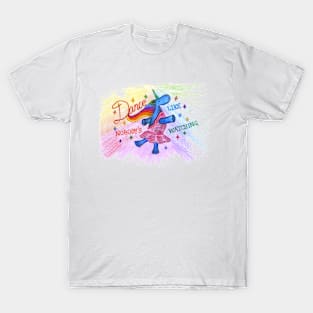 Dancing cute blue rainbow unicorn T-Shirt